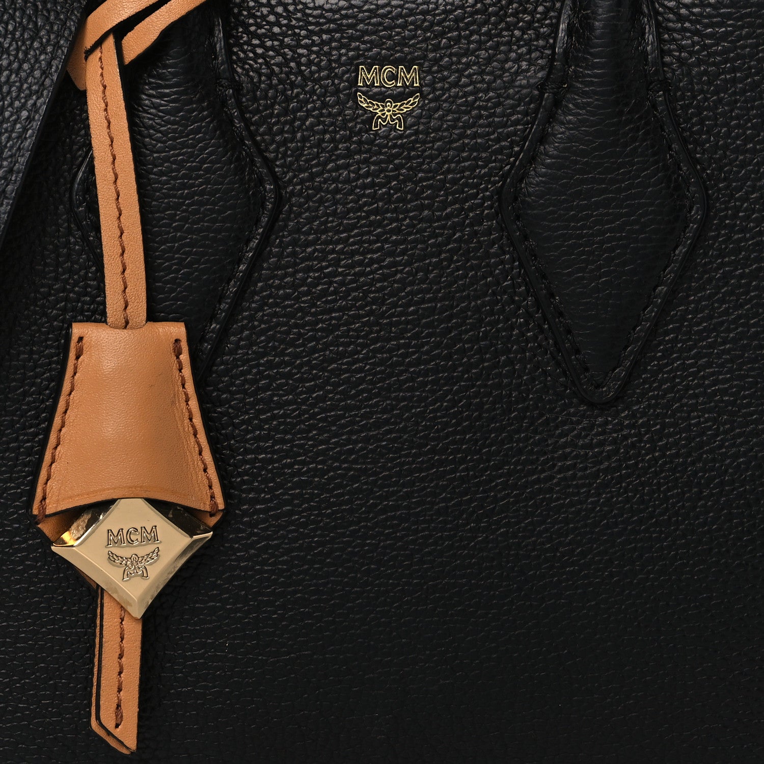 MCM Grained Calfskin Mini Milla Tote Black 7 of 10