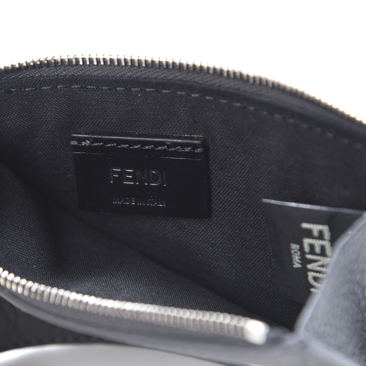 Fendi Cuoio Romano Stamp Patch Zip Card Holder Asfalto 6 of 7