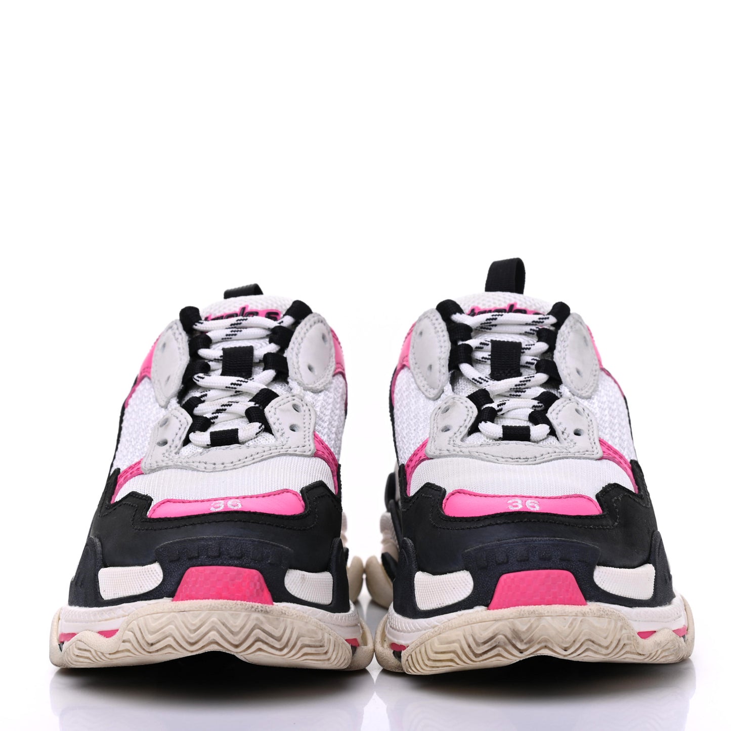 Fabric Mesh Womens Triple S Sneakers 36 Rose Fluo Black White