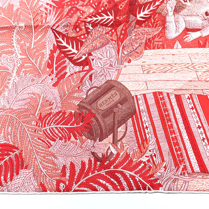Hermes Silk Acte III Scene I La Clairiere Scarf 90 Rouge Rose Blanc 3 of 8