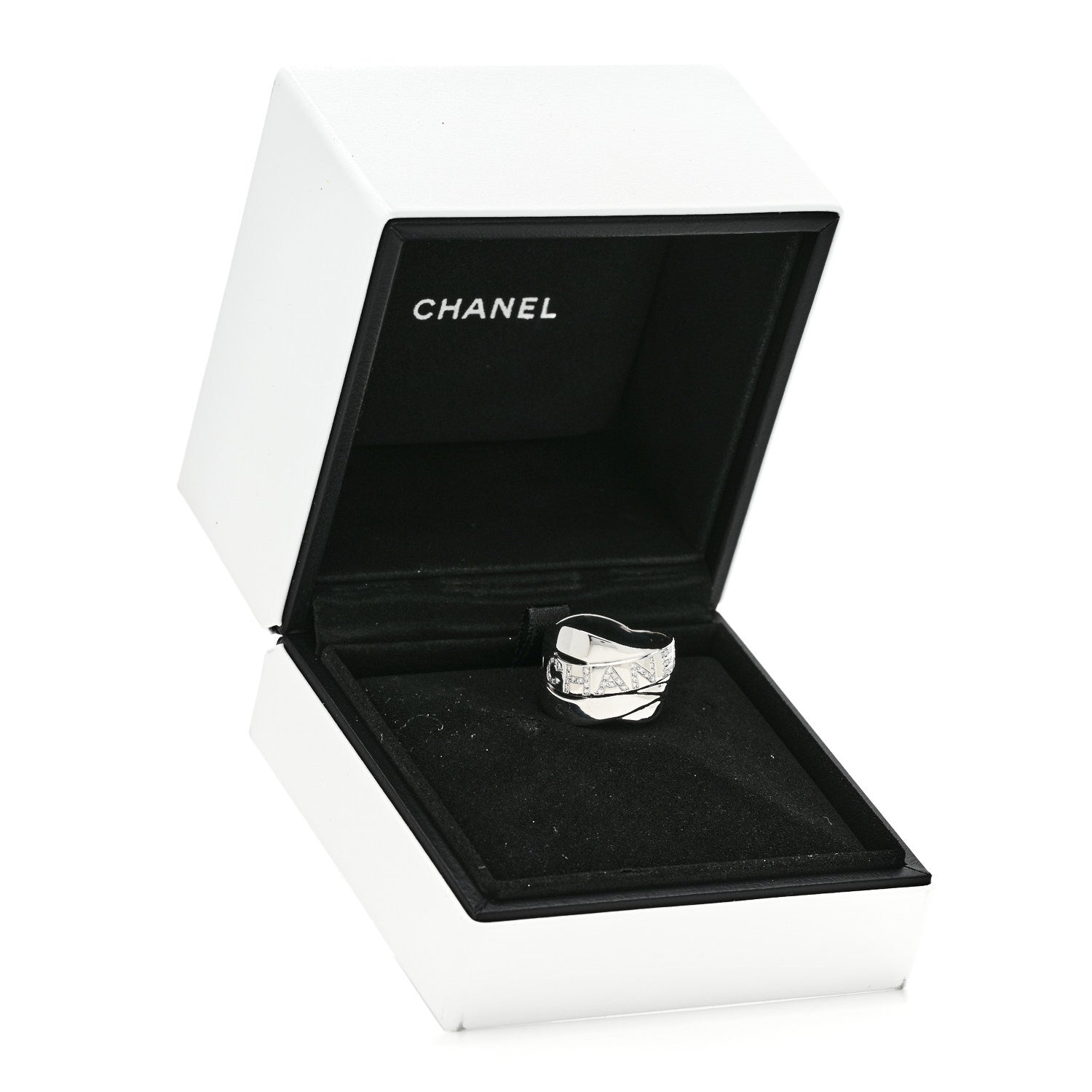 Chanel 18K White Gold Diamond Bolduc Ring 54 7 6 of 6