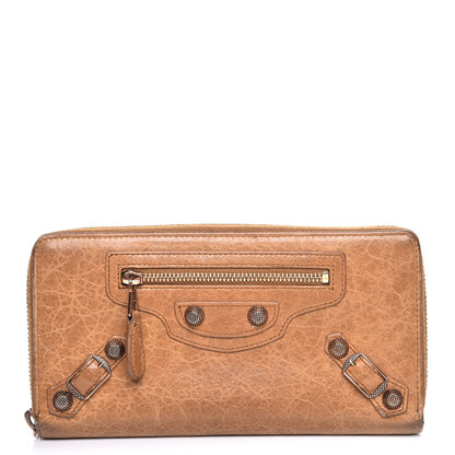 Balenciaga Agneau Giant 12 Rose Gold Hardware Continental Zip Around Wallet Cumin 1 of 7
