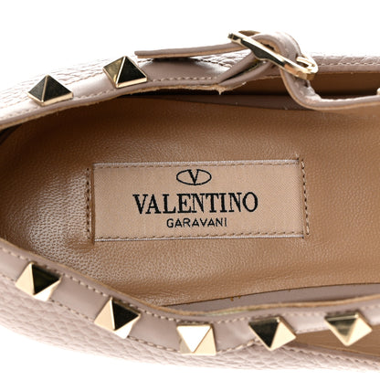 Valentino Garavani Pebbled Calfskin Rockstud Ballerina Flats 37.5 Poudre 7 of 8