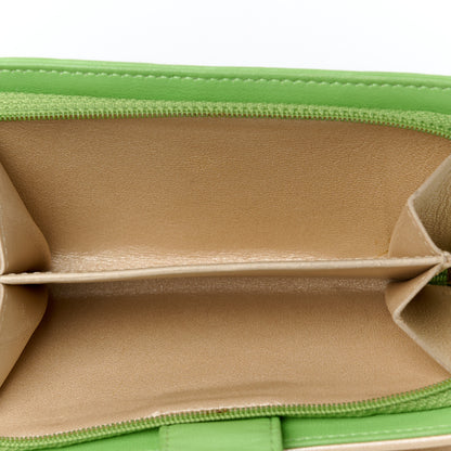 Chanel Lambskin Camellia Embossed Zipped Pocket Wallet Green 6 of 12