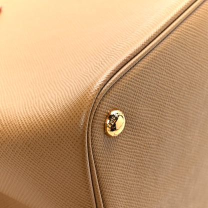 Prada Saffiano Cuir Medium Double Bag Noisette Papaya 9 of 10