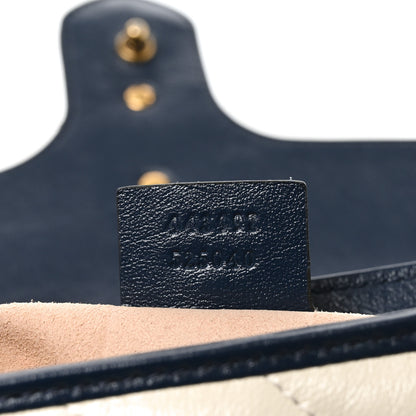 Gucci Vintage Effect Calfskin Matelasse Diagonal Small Torchon GG Marmont Shoulder Bag Mystic White Blue Agata 6 of 9