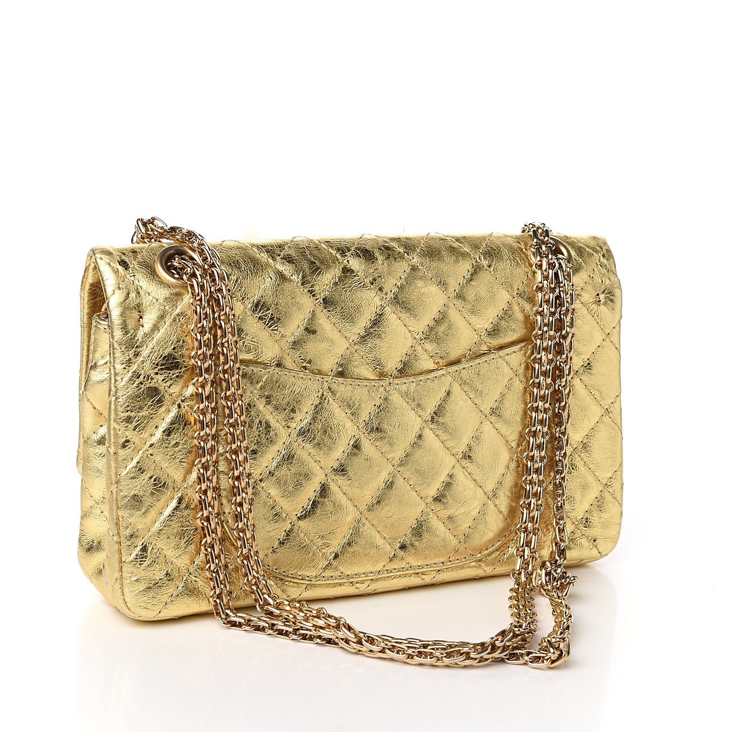 Metallic Aged Calfskin Quilted 2.55 Reissue 225 Flap Gold