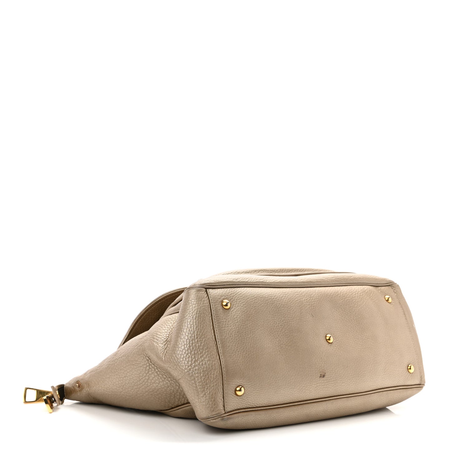 Metallic Pebbled Calfskin Medium 1973 Top Handle Satchel Golden Beige