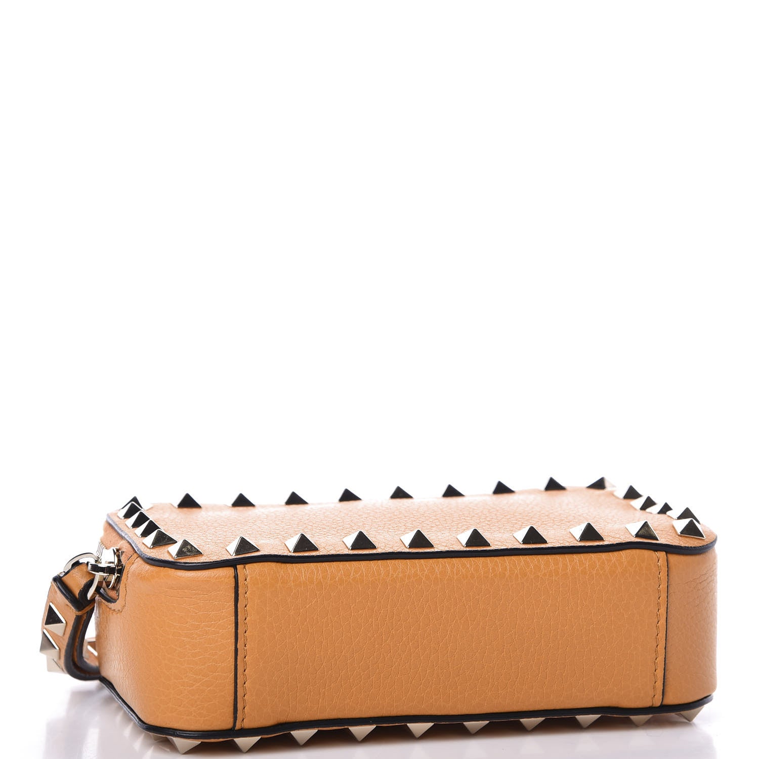 Valentino Garavani Pebbled Calfskin Rockstud Slip Handle Wristlet Zip Clutch Orange 3 of 9