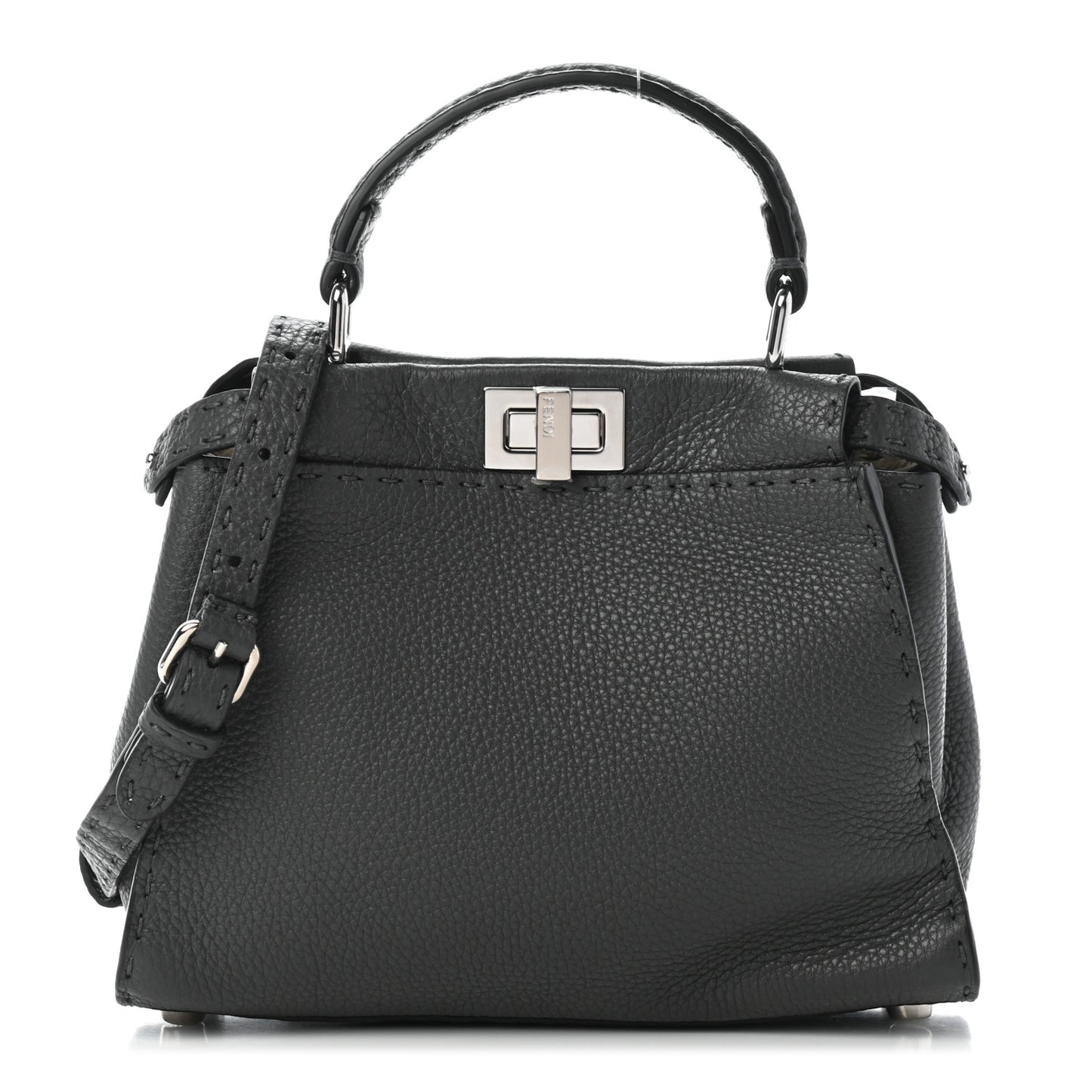 Cuoio Romano Selleria Bi-Color Mini Peekaboo Iconic Satchel Asfalto Latte