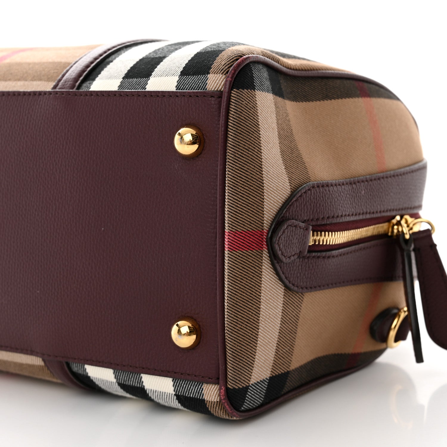 Burberry House Check Derby Calfskin Medium Alchester Bowling Bag Mahogany Red 11 of 12
