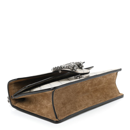 Gucci GG Supreme Monogram Suede Crystal Small Dionysus Shoulder Bag Beige Ebony Taupe 4 of 9