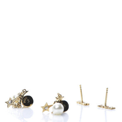 Christian Dior Pearl Crystal Dio(r)evolution Earrings Aged Gold 3 of 5