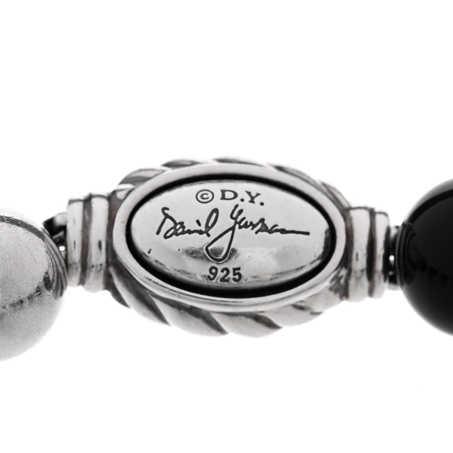 David Yurman Sterling Silver Black Onyx Hematine 8mm Elements Bead Bracelet 3 of 3