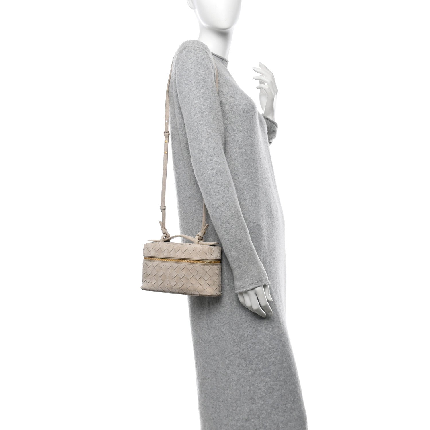 Bottega Veneta Suede Intrecciato Bang Bang Vanity Case Ecru 2 of 10