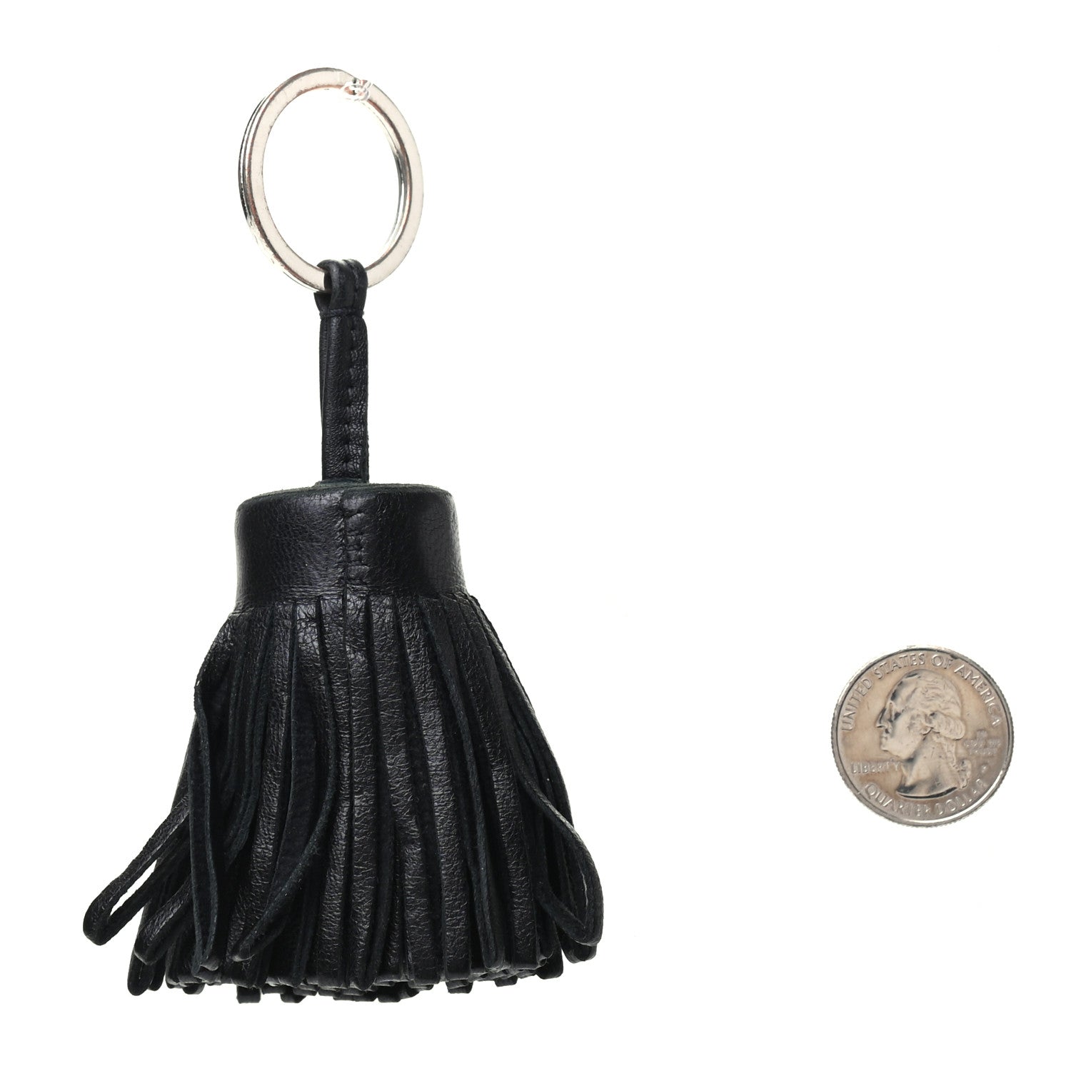 Hermes Lambskin Carmen Tassel Key Holder Black 2 of 2