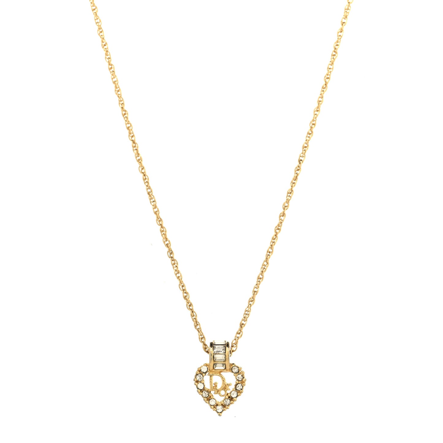 Crystal Heart Pendant Necklace Gold
