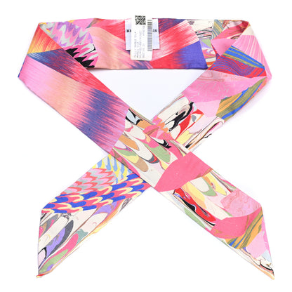 Hermes Silk Marble Silk Twilly Rose Vert Violet 1 of 8