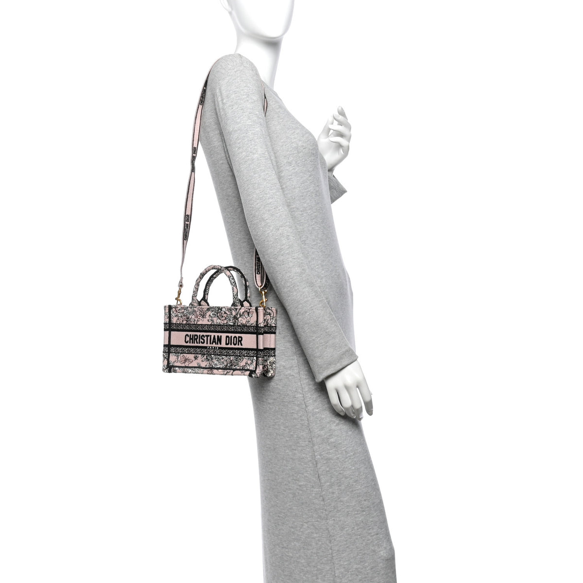 Canvas Embroidered Mini Book Tote With Strap Pink Multicolor