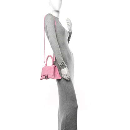 Balenciaga Washed Denim BB Monogram Hourglass Top Handle Bag Small Pink 2 of 15