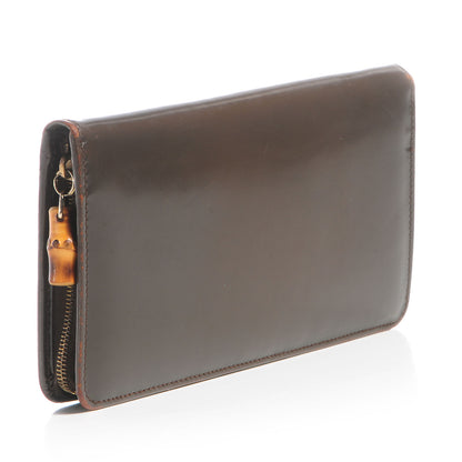 Gucci Leather Zip Around Bamboo Wallet Brown 9 of 14
