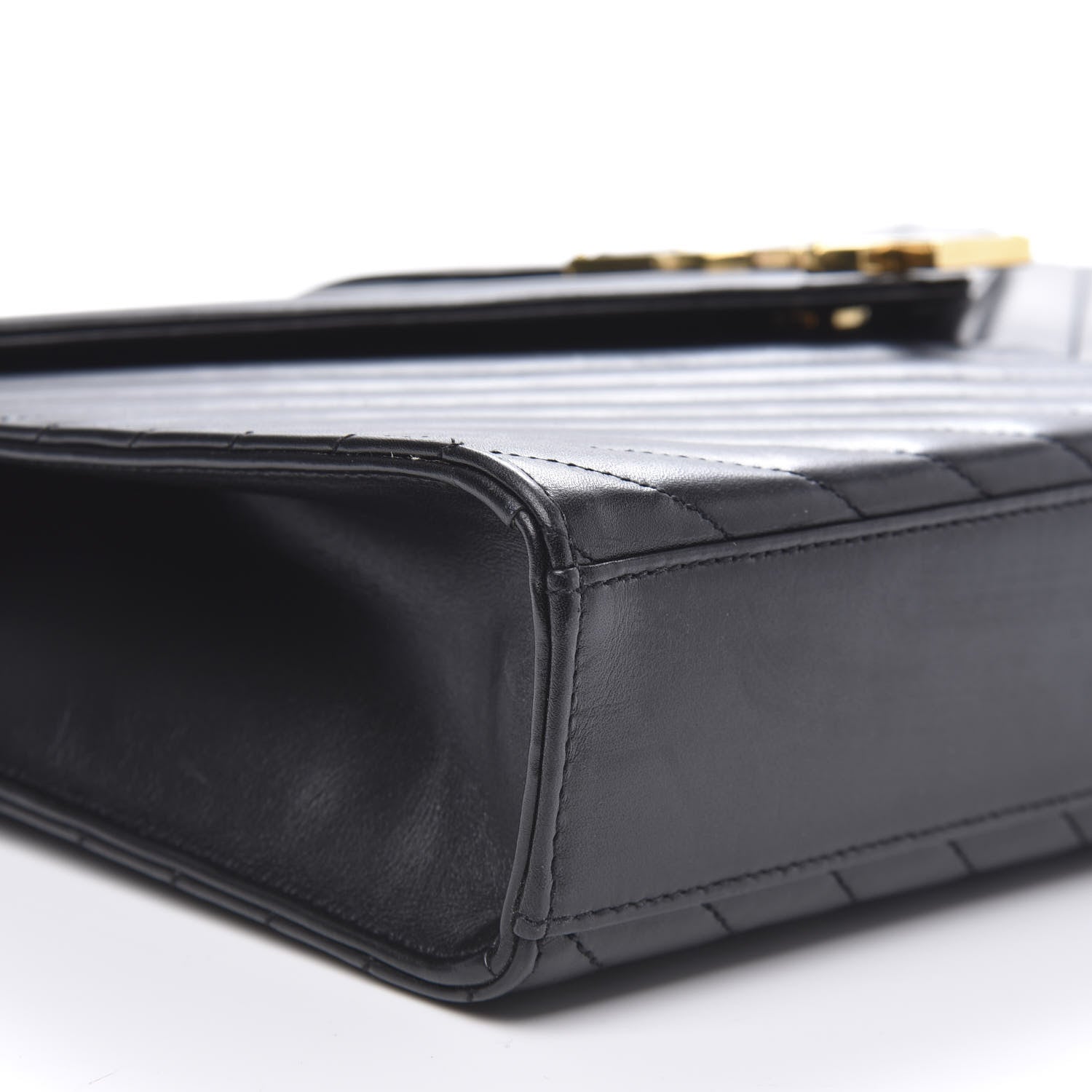 Saint Laurent Smooth Calfskin Matelasse Chevron Large Monogram Satchel Black 8 of 12