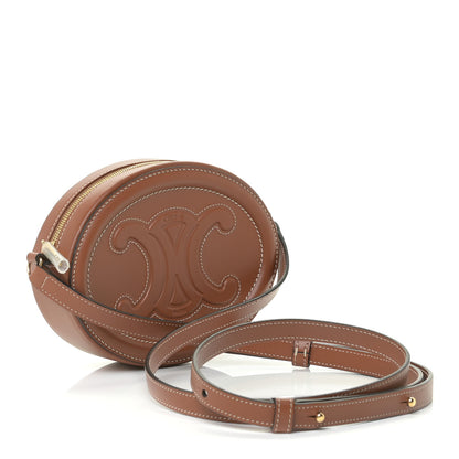 Celine Smooth Calfskin Cuir Small Triomphe Oval Crossbody Purse Tan 3 of 9