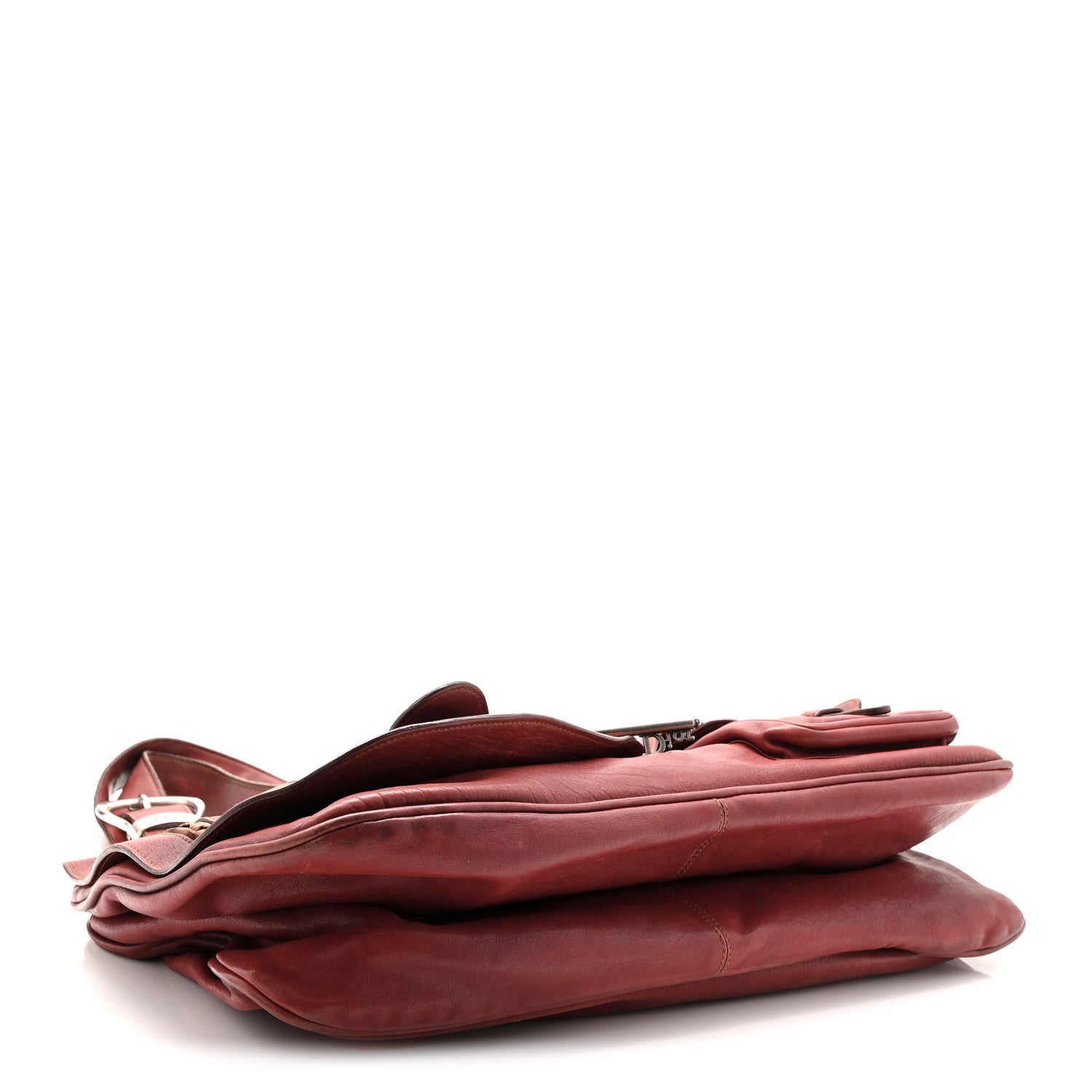Christian Dior Calfskin Large Gaucho Double Saddle Bag Red 4 of 11