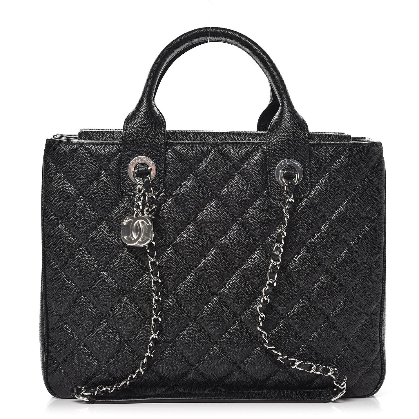Caviar Quilted Urban Companion Top Handle Shopping Tote Black