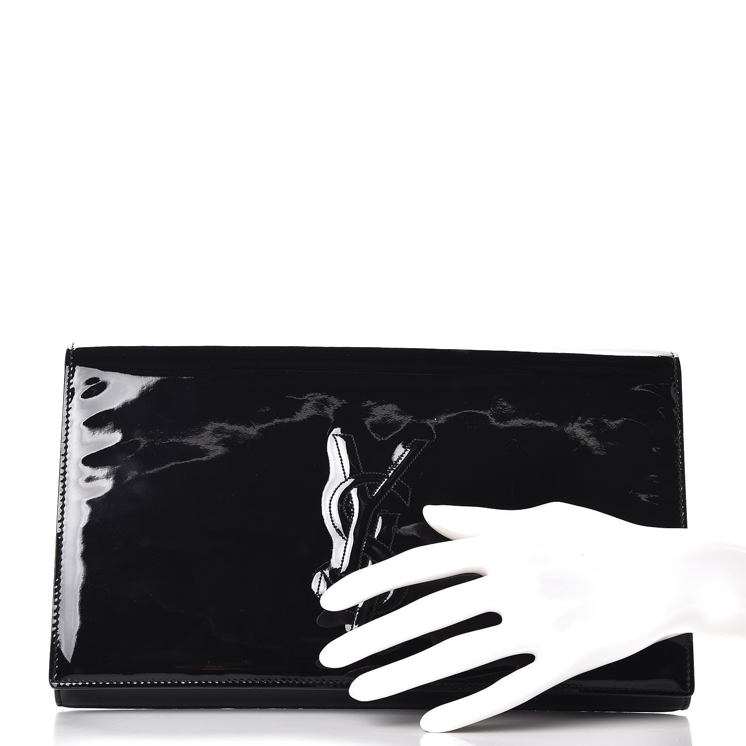Saint Laurent Patent Monogram Large Belle De Jour Clutch Black 2 of 12