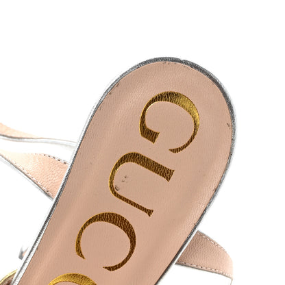 Gucci Metallic Nappa Double G 40/135mm Platform Sandals 38.5 Gold Silver 12 of 14