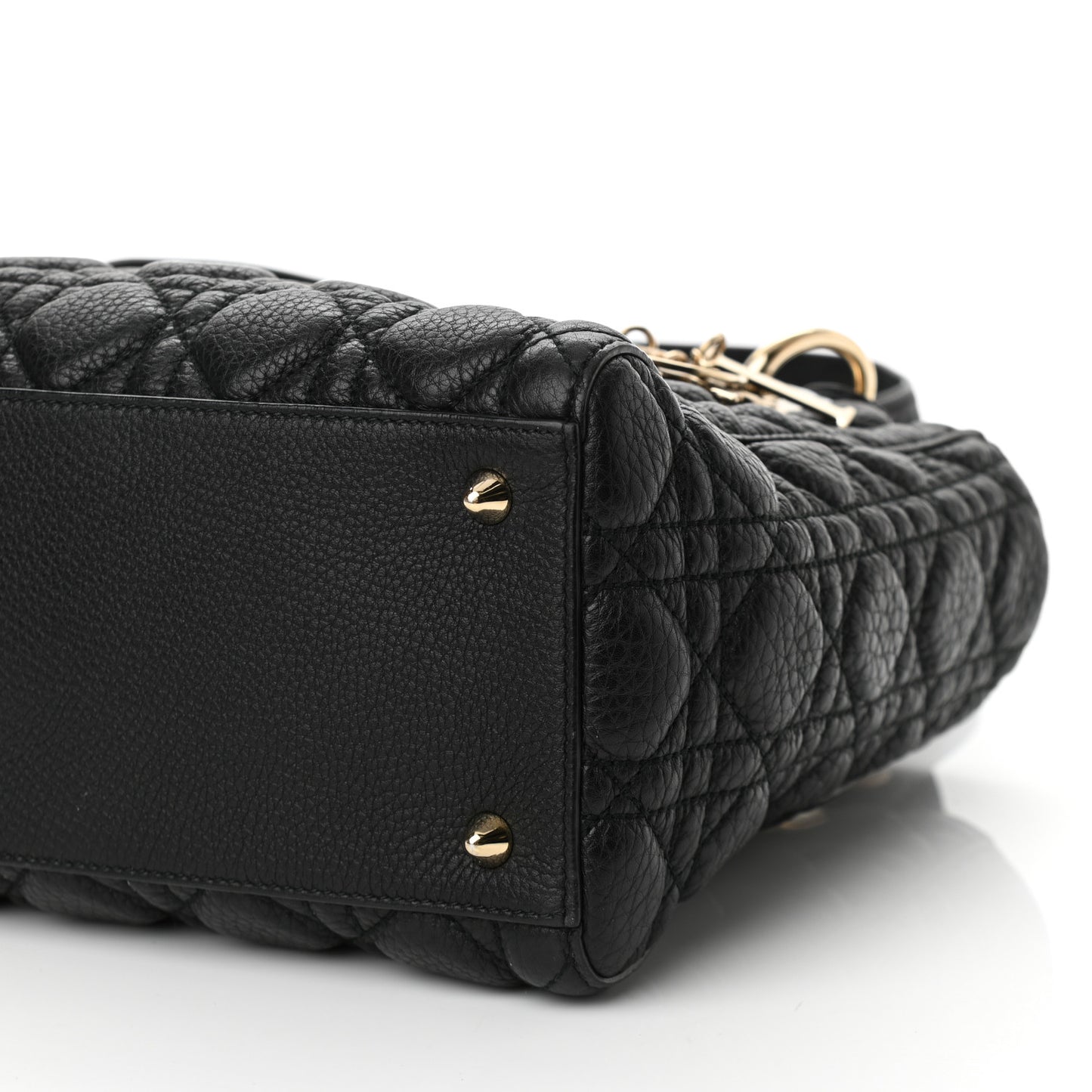 Grained Calfskin Cannage Medium Supple Lady Dior Black