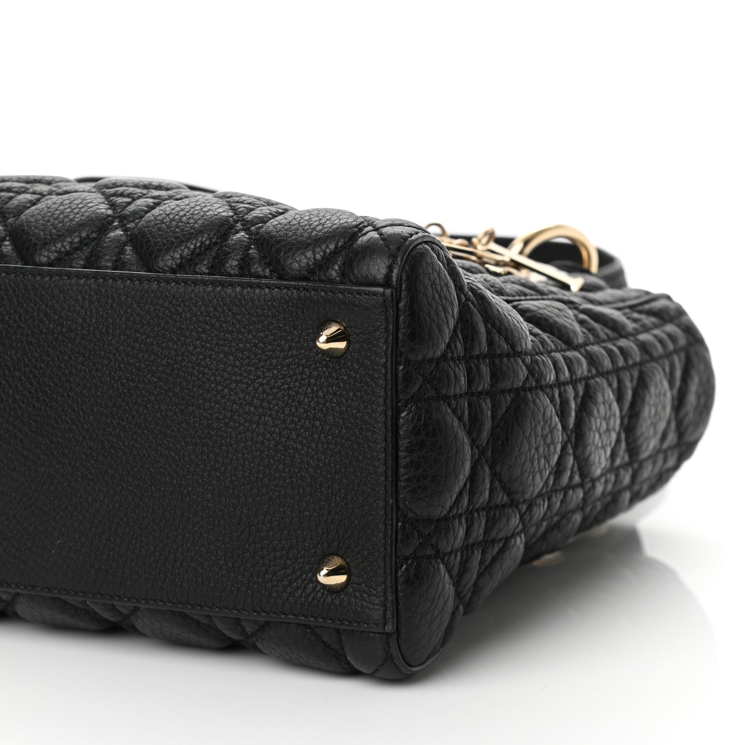 Christian Dior Grained Calfskin Cannage Medium Supple Lady Dior Black 9 of 9