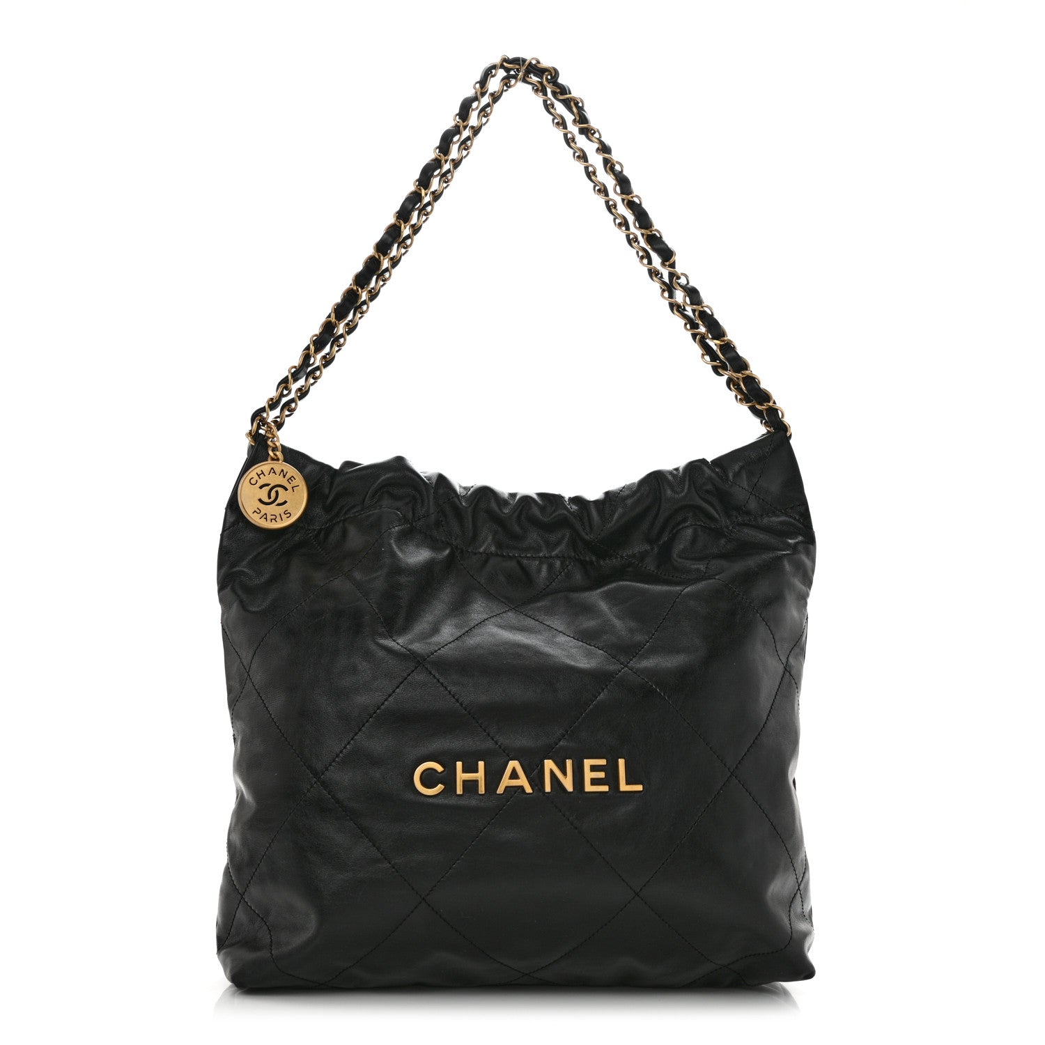 Chanel Shiny Calfskin Quilted Small Chanel 22 Black 1 of 12