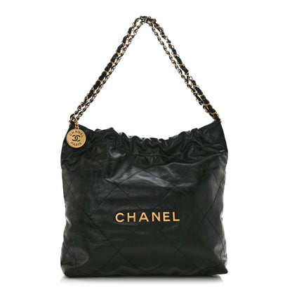 Chanel Shiny Calfskin Quilted Small Chanel 22 Black 1 of 12