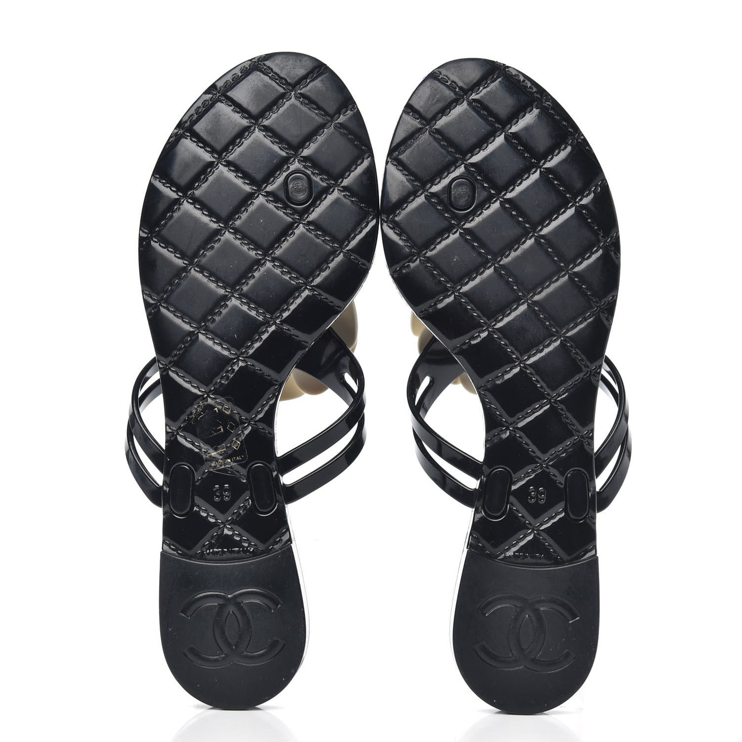 Jelly Camellia Thong Sandals 39 Black Ivory