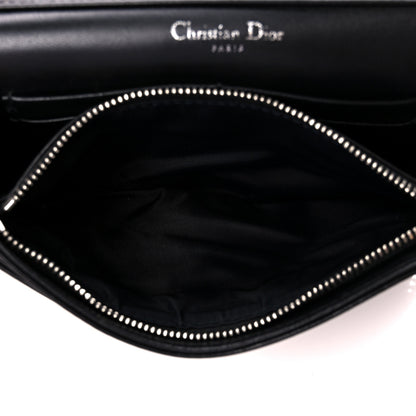 Christian Dior Calfskin Patch Embroidered Diorama Chain Wallet Black 6 of 13