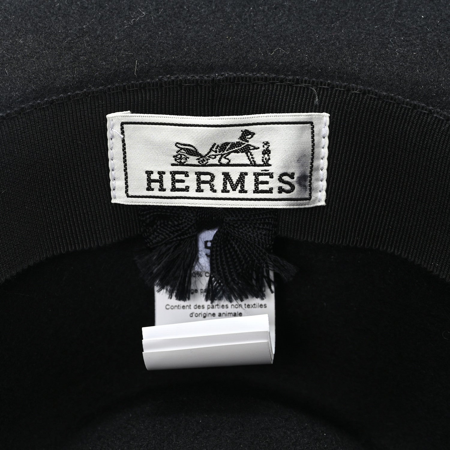 Hermes Rabbit Felt Calfskin Hat 59 Black 8 of 9
