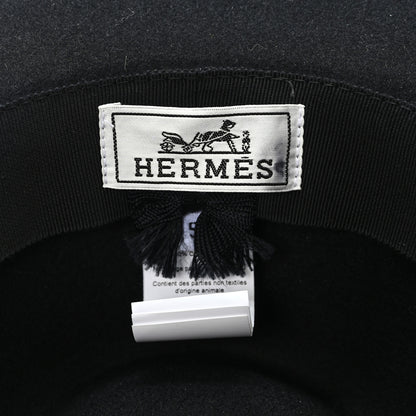 Hermes Rabbit Felt Calfskin Hat 59 Black 8 of 9