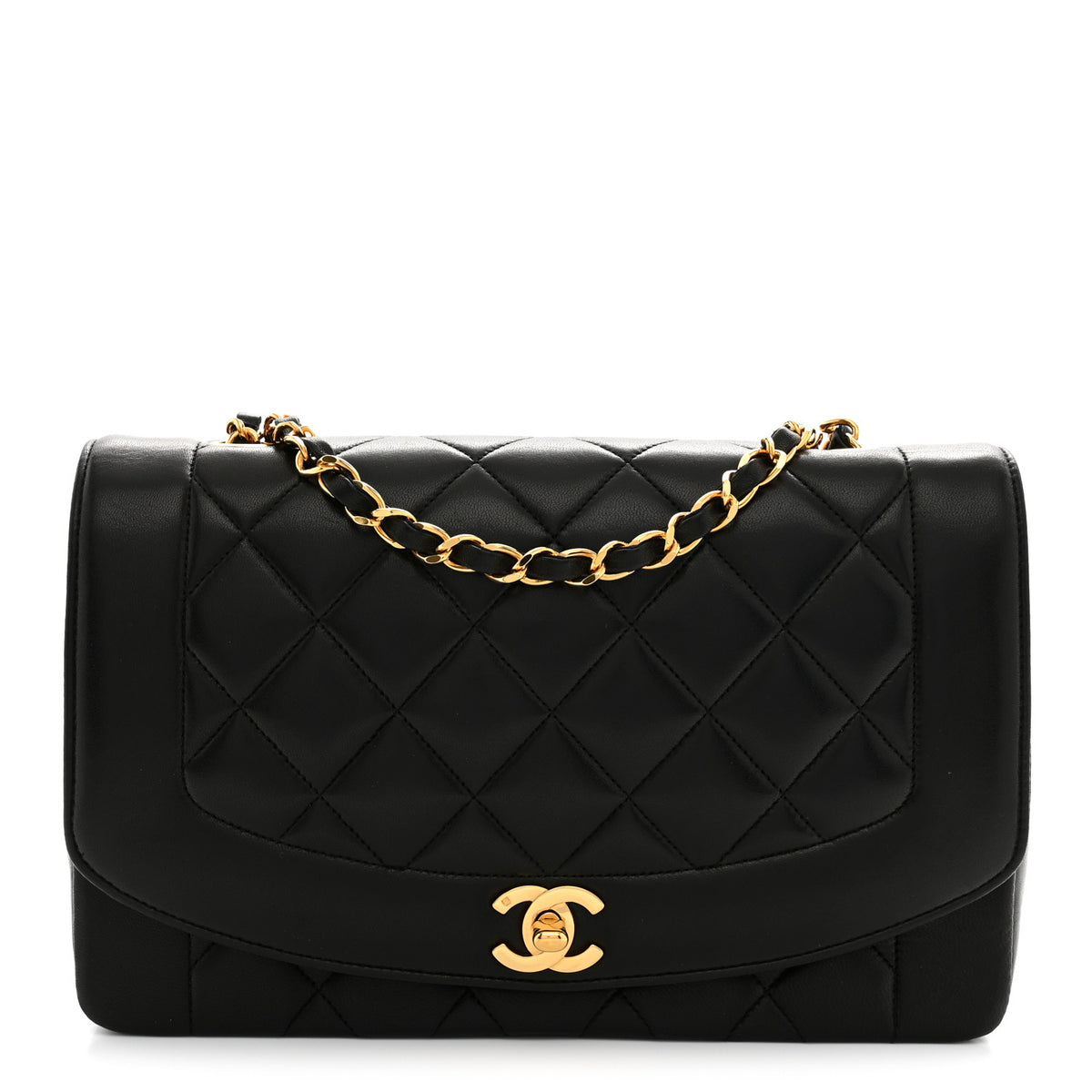 Lambskin Quilted Medium Single Flap Black