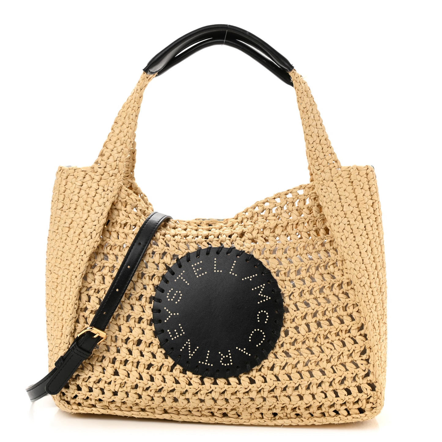 Braided Raffia Eco Alter Napa Perforated Logo Crossbody Bag Natural