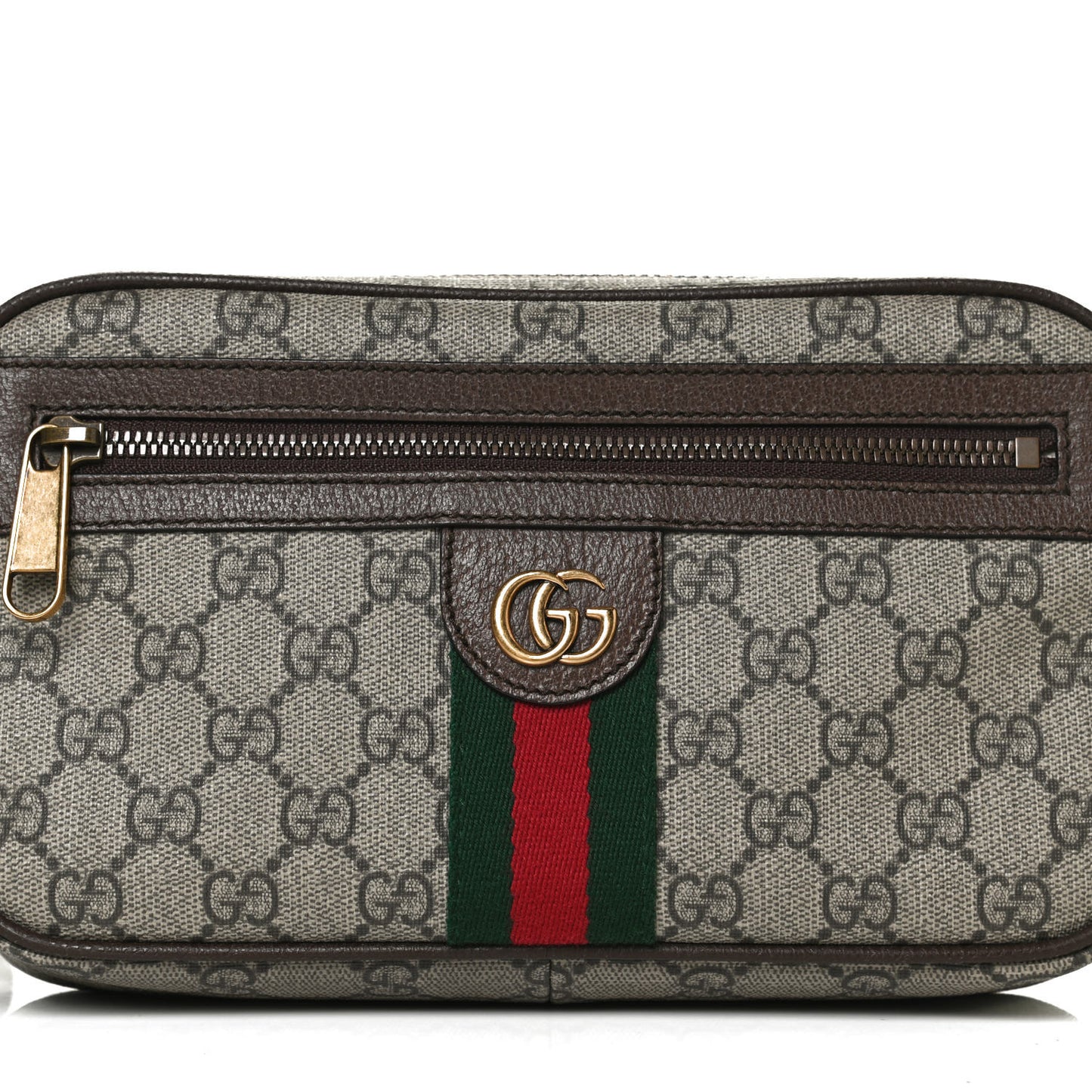 Soft GG Supreme Monogram Medium Ophidia Belt Bag Dark Brown