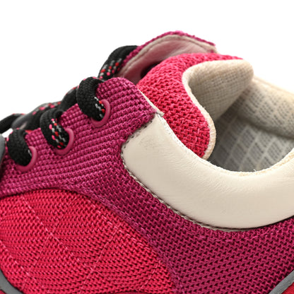 Chanel Mesh Suede Calfskin Grained Calfskin Womens CC Sneakers 37.5 Dark Pink Silver 13 of 19