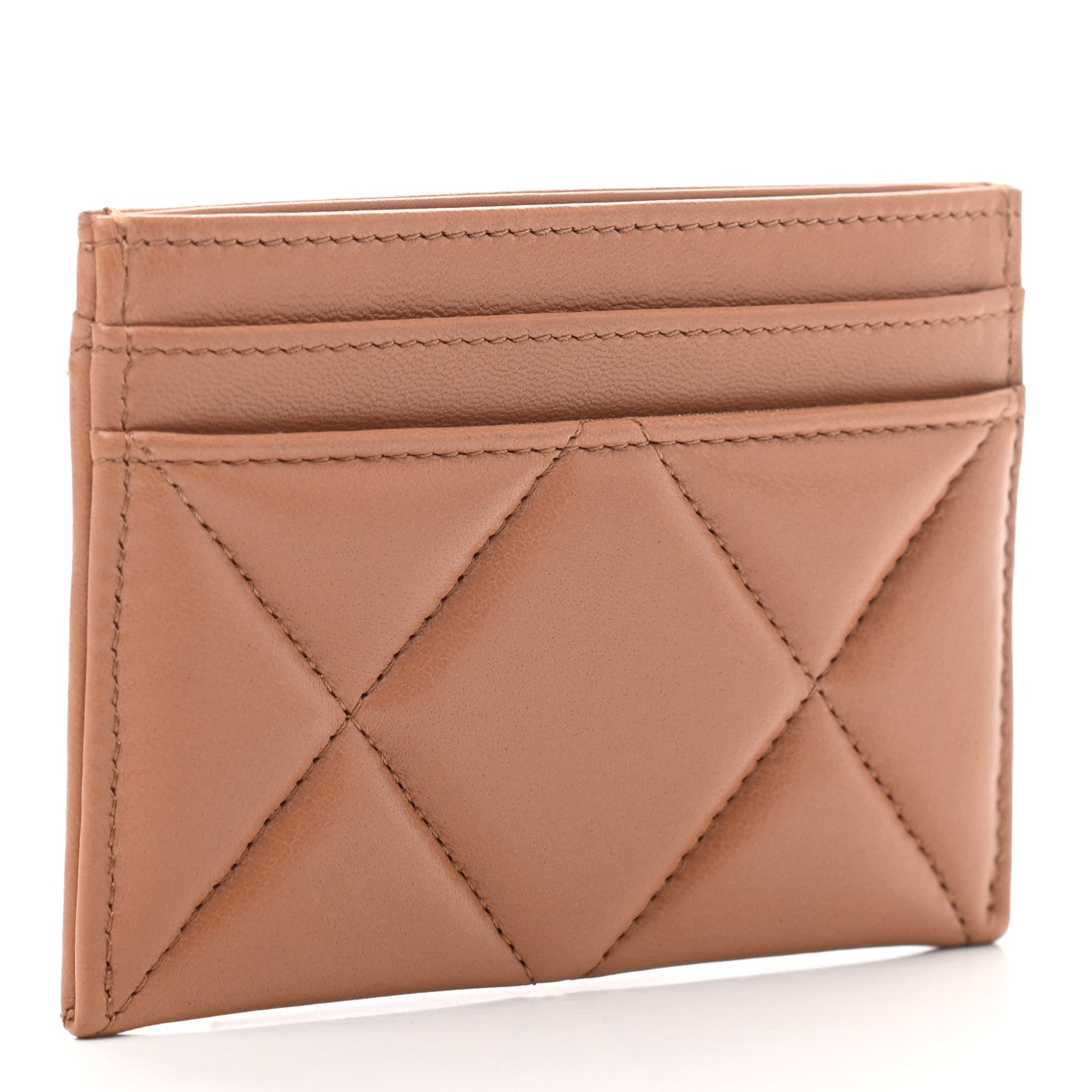 Chanel Lambskin Quilted Chanel 19 Card Holder Brown 3 of 6