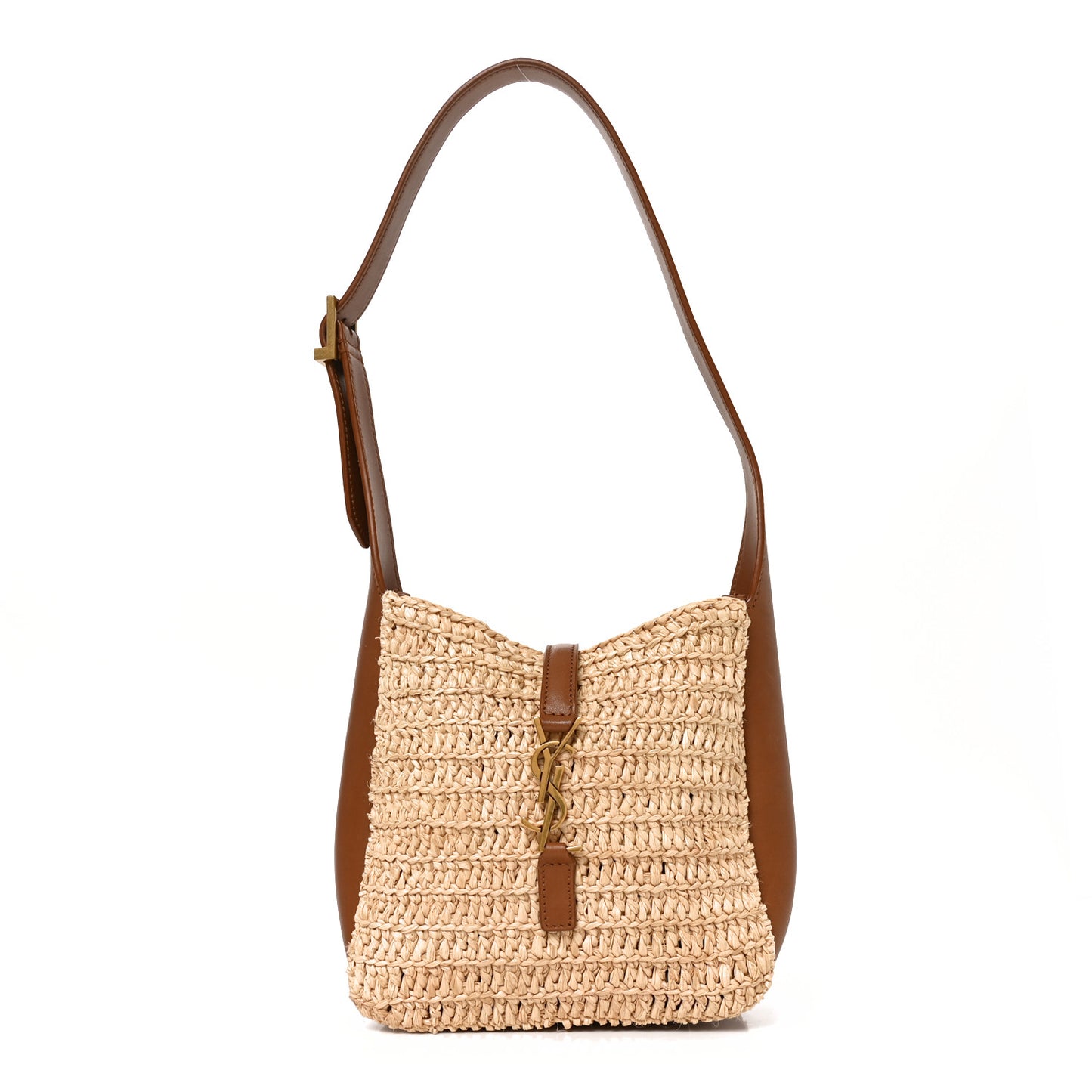 Raffia Calfskin Le 5 A 7 Baby Hobo Natural Brick