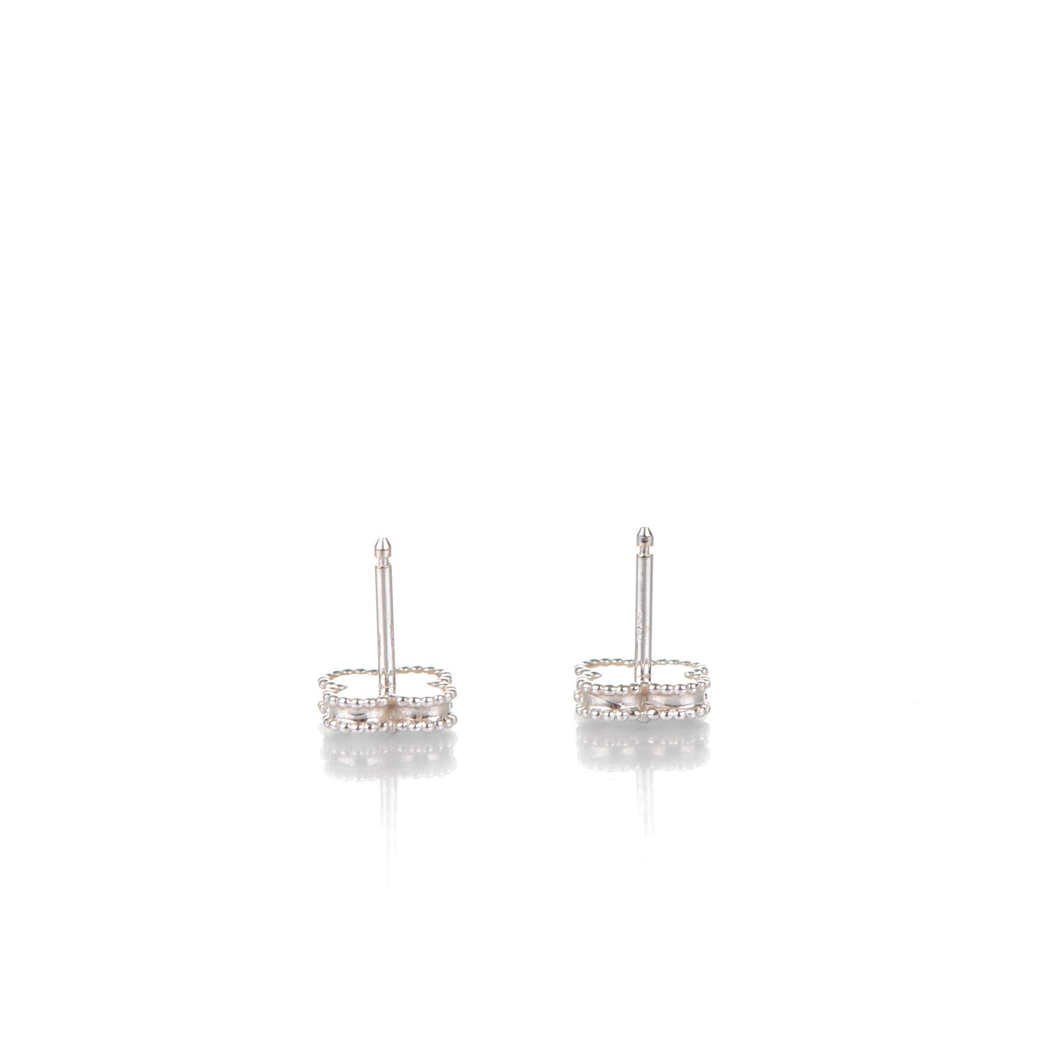 Van Cleef & Arpels 18K White Gold Mother of Pearl Sweet Alhambra Earrings 3 of 7