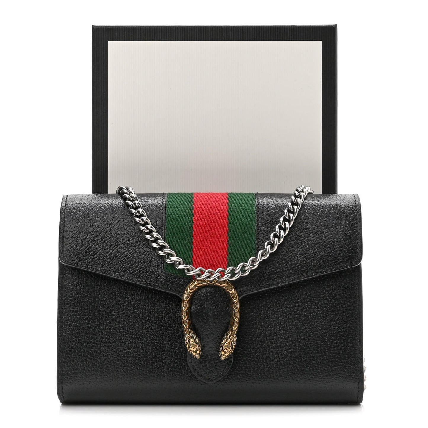 Calfskin Web Mini Dionysus Chain Wallet Black