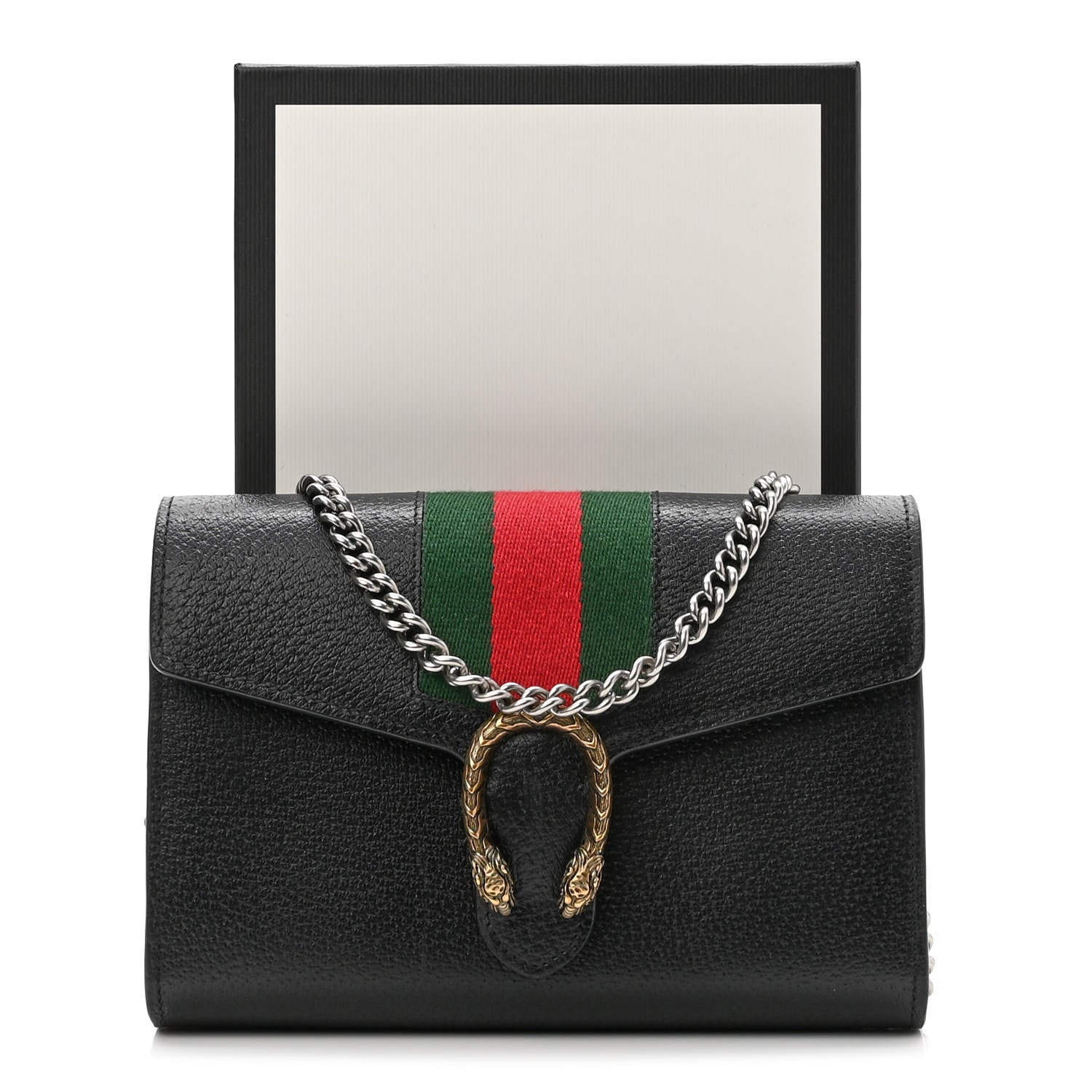 Gucci Calfskin Web Mini Dionysus Chain Wallet Black 10 of 10