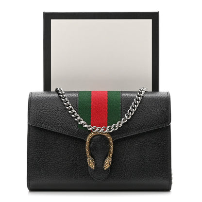 Gucci Calfskin Web Mini Dionysus Chain Wallet Black 10 of 10