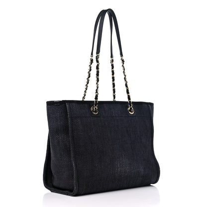 Chanel Woven Straw Raffia Small Deauville Tote Black 3 of 12